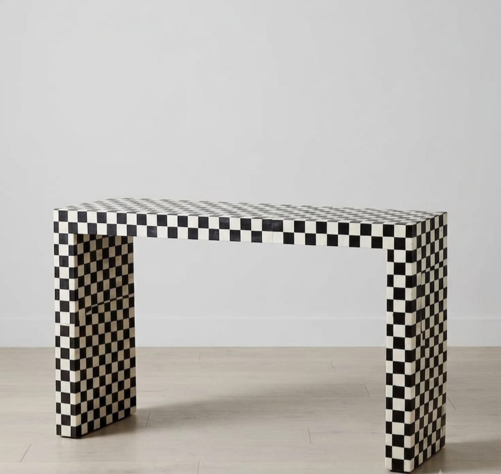 Retro checkered waterfall console