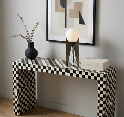Retro checkered waterfall console